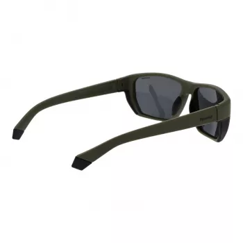 POLAROID PLD7057S60DLD Men's Rectangular Sunglasses - Dark Grey Frame, Grey Polarized Lens