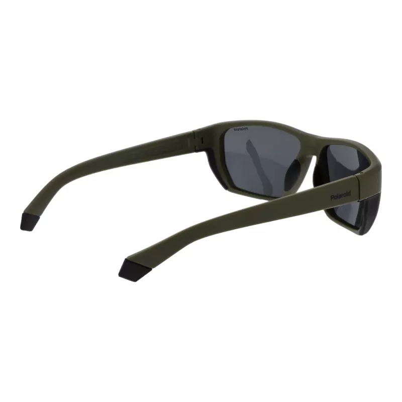 POLAROID PLD7057S60DLD Men's Rectangular Sunglasses - Dark Grey Frame, Grey Polarized Lens