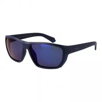 Polaroid PLD7057S60FLL Men's Rectangular Polarized Sunglasses - Black Frame Grey Lens