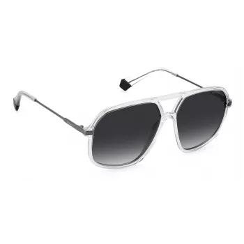POLAROID Unisex PLD6182S900WJ Rectangular Polarized Sunglasses - Black Frame Grey Lens 59mm