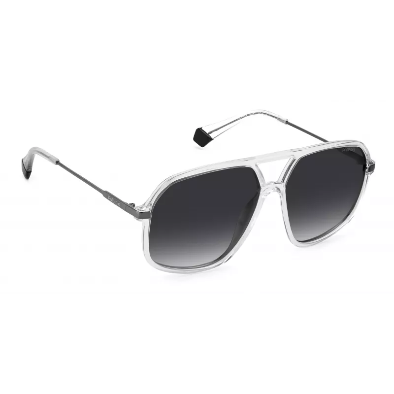 POLAROID Unisex PLD6182S900WJ Rectangular Polarized Sunglasses - Black Frame Grey Lens 59mm