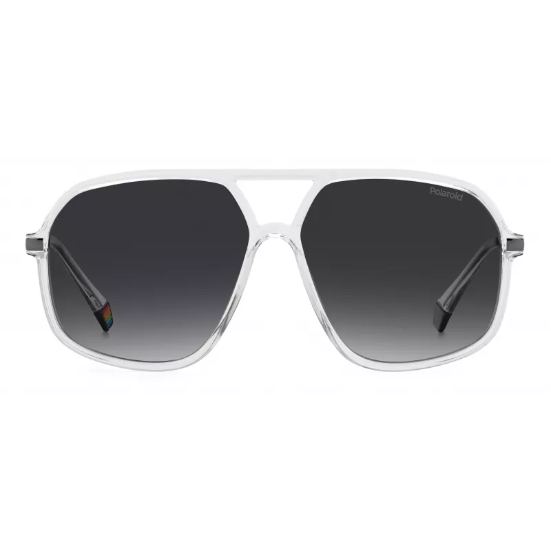 POLAROID Unisex PLD6182S900WJ Rectangular Polarized Sunglasses - Black Frame Grey Lens 59mm