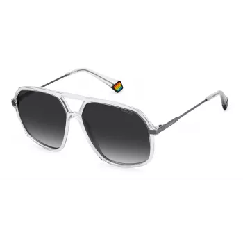 POLAROID Unisex PLD6182S900WJ Rectangular Polarized Sunglasses - Black Frame Grey Lens 59mm