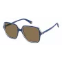 Polaroid Women's PLD6219SPJP Polarized Rectangular Sunglasses, Black/Grey, 56mm