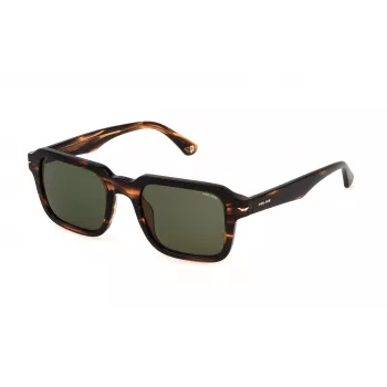 POLICE Man SPLN36-520836 Rectangle Sunglasses for Men, Black Frame, Grey Lens, 52/21/145 mm