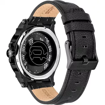Police Men's Battalion Quartz Analog Watch PEWJA2108203 47mm Black Dial Black Leather Strap