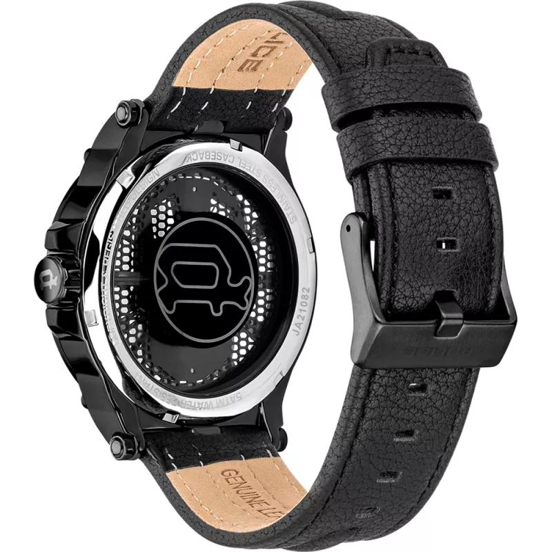 Police Men's Battalion Quartz Analog Watch PEWJA2108203 47mm Black Dial Black Leather Strap