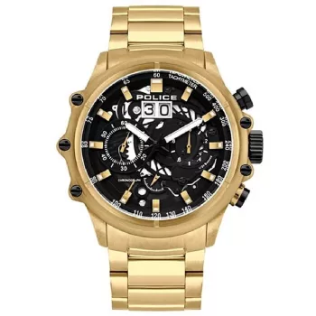 POLICE Men's Chronograph Watch PL16018JSG02M 48mm Stainless Steel Mesh Gold-tone