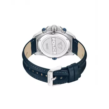 POLICE Men's PEWJF0022503 Quartz Analog Watch 46mm Stainless Steel Black Leather Strap