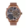 POLICE Men's PL15662XSQR1 Chronograph Quartz Watch, 52mm Stainless Steel Case, Black Dial and Leather Strap