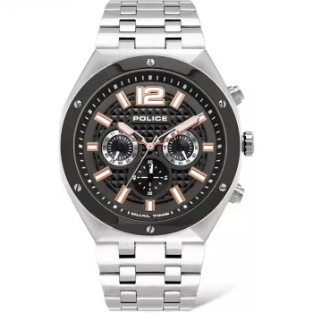 POLICE Men's Quartz Analog Watch P15995JSTU61M 46mm Stainless Steel Gunmetal Grey