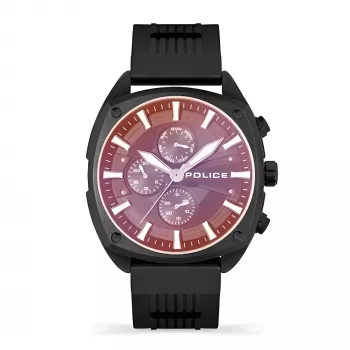 POLICE Men's Quartz Analog Watch PEWJQ2007302 47mm Black Dial Black Leather Strap