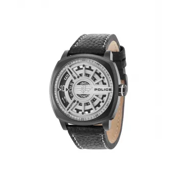 Police Men's Quartz Analog Watch R1451290002 - 49mm Stainless Steel Case, Black Leather Strap