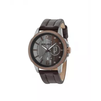 Police Men's Quartz Analog Watch R1451291003 48mm Blue Dial Brown Leather