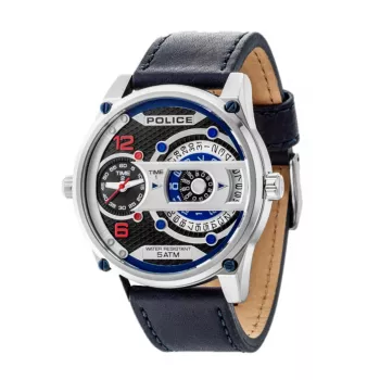POLICE Men's R1451279001 Quartz Watch 55mm Black Dial Leather Strap