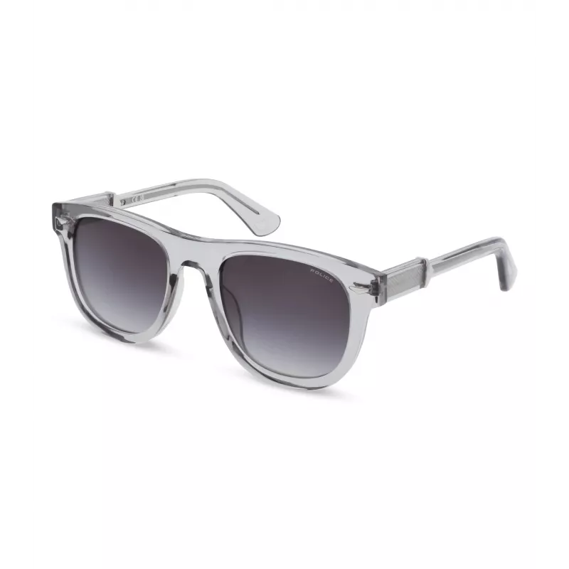 POLICE Men's Rectangular Sunglasses SPLL87M5203GU Havana Acetate Frame Green Polycarbonate Lenses 52mm