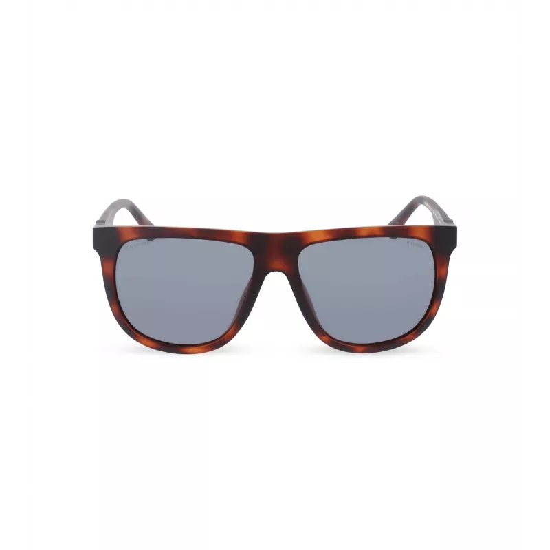 POLICE Men's SPLN33V59878P Rectangular Polarized Sunglasses - Havana Acetate Frame, Brown Lens, 59mm