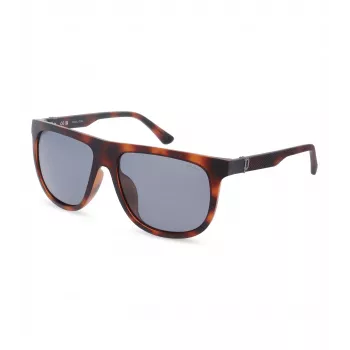 POLICE Men's SPLN33V59878P Rectangular Polarized Sunglasses - Havana Acetate Frame, Brown Lens, 59mm