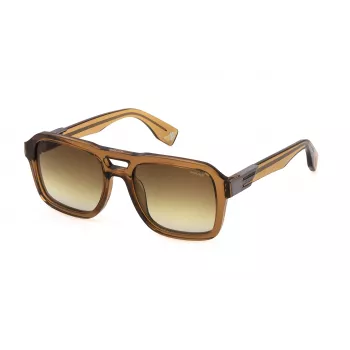 Police Men's SPLN65V Sunglasses - Square Matte Black Frame Grey Lens 55mm