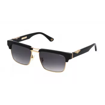 Police Men's SPLP25-550300 Square Sunglasses, Black Frame, Grey Lenses, 55mm