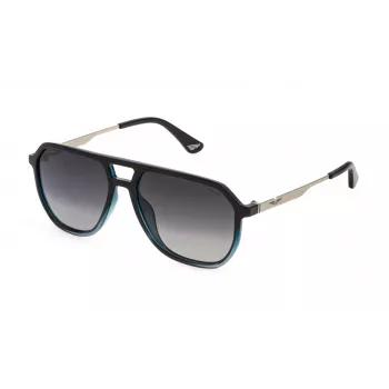 POLICE Men's SPLQ81E576PEP Square Acetate Sunglasses, Havana Frame, Brown Lenses, 57-16-145 mm
