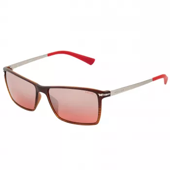 POLICE Men's Sunglasses S195758ABRM - Brown Havana Acetate Frame with Brown Tint Polycarbonate Lenses - UV400 Protection - 58mm Lens Width