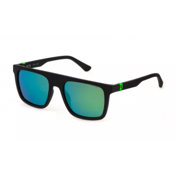 POLICE Men's Sunglasses SPLF61-55U28V Black Rectangular Frame Grey Lenses 55mm