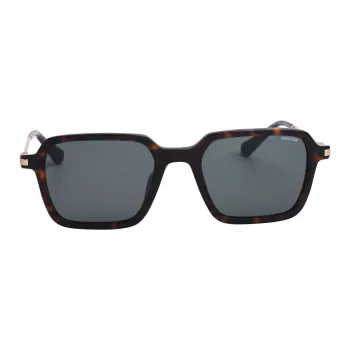 Police Men's Sunglasses SPLL10-520700 Rectangular Full-Rim Black Frame Smoke Grey Lenses 52/20/145 mm