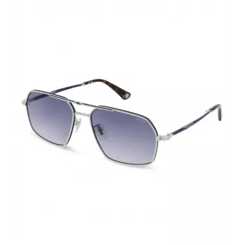 POLICE Men's Sunglasses SPLL86M580F94 Dark Havana Square Acetate Frame Grey Gradient Lens UV400 58/16/145 mm