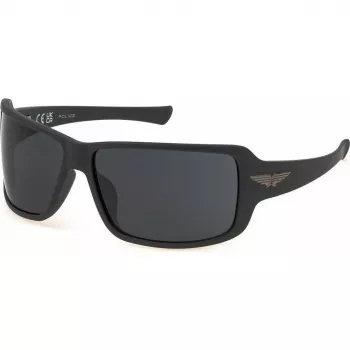 POLICE Men's Sunglasses SPLN37M650I41 Pilot Rectangular Metal Frame Gunmetal Grey Lens 65mm