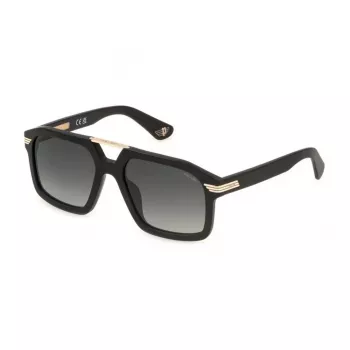 Police Men's Sunglasses SPLP28M560703 - Black Acetate Frame, Grey Polycarbonate Lenses, UV400 Protection, 56mm Lens Width