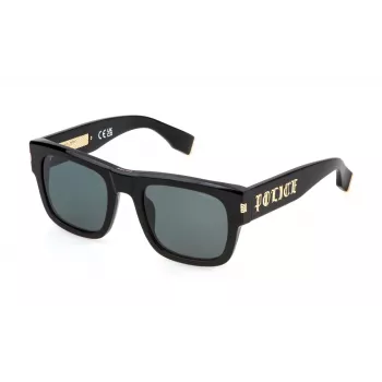 Police Men's Sunglasses SPLP33E54700Y - Rectangular Acetate Frame with Grey Lenses UV400