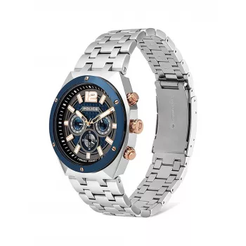 POLICE Men's Watch 15995JSTBL61M 46mm Blue Dial Blue Leather Strap