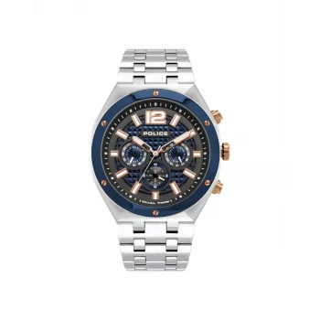 POLICE Men's Watch 15995JSTBL61M 46mm Blue Dial Blue Leather Strap