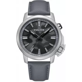 POLICE Men's Watch PEWJD2202702 44mm Blue Dial Brown Leather Strap