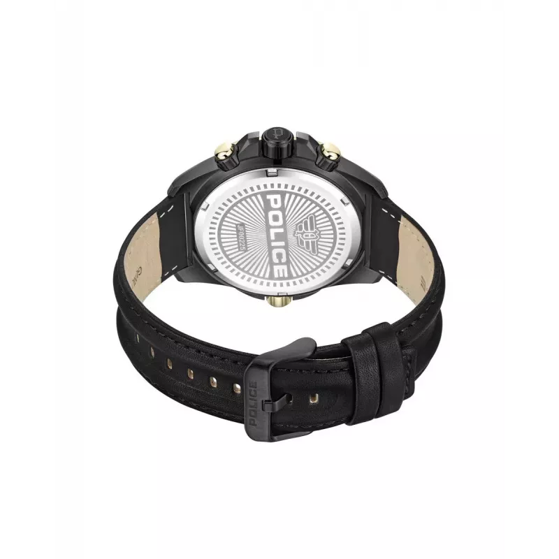 POLICE Men's Watch PEWJF0022501 46mm Stainless Steel Black Leather