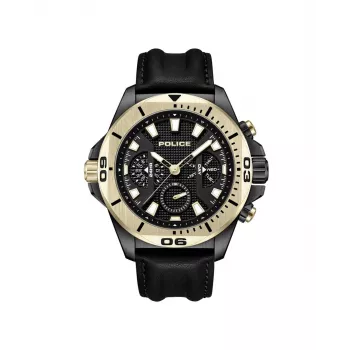 POLICE Men's Watch PEWJF0022501 46mm Stainless Steel Black Leather