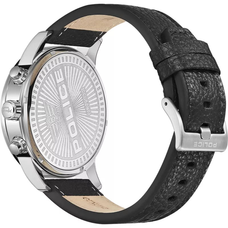 POLICE Men's Watch PEWJF2203305 48mm Chronograph Black Dial Leather Strap