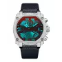 POLICE Men's Watch PEWJF2226802 Blaze Collection 45mm Stainless Steel Case Black Leather Strap Analog Quartz
