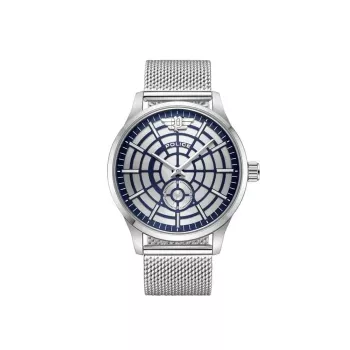 POLICE Men's Watch PEWJG0005204 44.3mm Quartz Analog Stainless Steel Black Dial Leather Strap