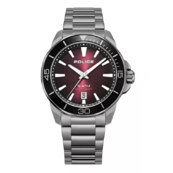 POLICE Men's Watch PEWJH0021403 43mm Quartz Analog Blue Dial Brown Leather