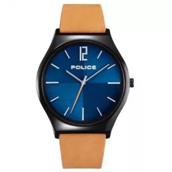 Police Men's Watch PL15918JSB03 44mm Stainless Steel Leather Black