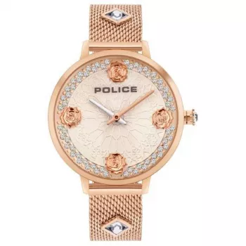 POLICE Men's Watch PL16031MSR32 Blaze 36mm Rose Gold Stainless Steel Brown Leather