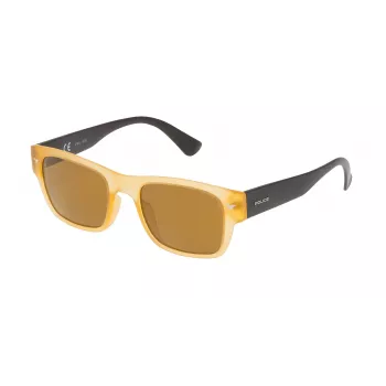 Police SPL15051760G Men's Rectangle Sunglasses - Black Acetate Frame Grey Lens 51mm