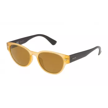 POLICE SPL15152760G Men's Rectangular Sunglasses - Havana Acetate Frame, Green Polycarbonate Lenses, UV400 Protection