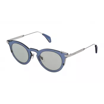 POLICE SPL624460579 Women's Sunglasses - Shiny Black Acetate Frame, Grey Polycarbonate Lenses, UV400 Protection, 46mm Lens Width