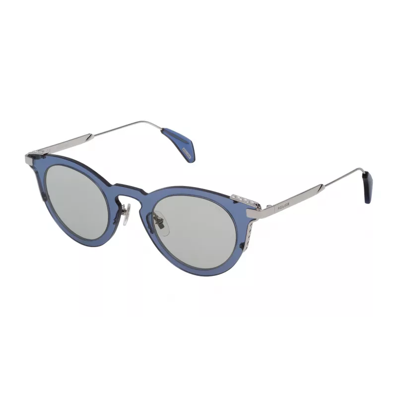 POLICE SPL624460579 Women's Sunglasses - Shiny Black Acetate Frame, Grey Polycarbonate Lenses, UV400 Protection, 46mm Lens Width