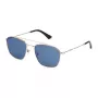 POLICE SPL996-55300B Men's Rectangular Sunglasses, Black Frame, Blue Mirrored Lenses, 55/19/145 mm