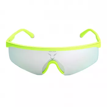 POLICE SPLA28997B8X Men's Sunglasses - Shiny Black Frame Blue Mirror Lens
