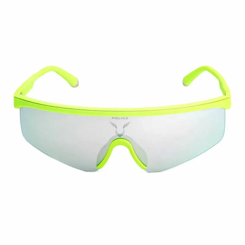 POLICE SPLA28997B8X Men's Sunglasses - Shiny Black Frame Blue Mirror Lens
